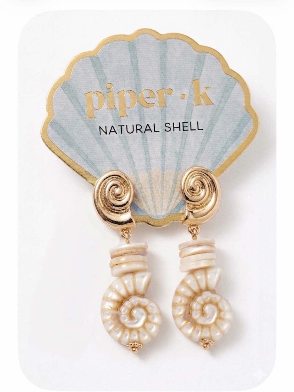 NWT ⚜️🐚⚜️ Piper K Natural Shell Conch Dangle Earrings
